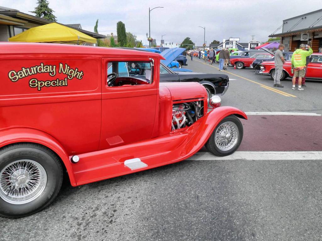 Photo by Bob Lampert 
For the ninth year, Sequim Prairie Nights hosted cars in downtown Sequim as a benefit for scholarships to help students pursuing automotive, construction, and/or welding trades.